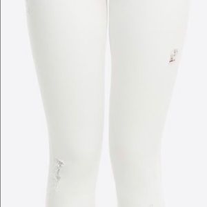Spanx white distressed skinny jeans